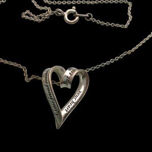 TH LA 925 STERLING SILVER "A TRUE FRIEND..RIBBON HEART NECKLACE 18" FRIENDSHIP